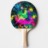 カラフル絵を描（ばちゃばちゃ）跳ねる 卓球ラケット (正面)