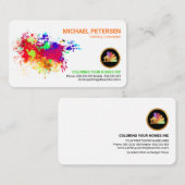 カラフル絵を描（ばちゃばちゃ）跳ねる 名刺 (正面/裏面)