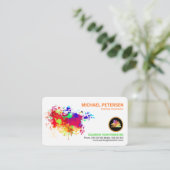 カラフル絵を描（ばちゃばちゃ）跳ねる 名刺 (スタンド正面)