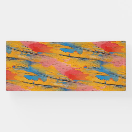 カラフル絵を描（ばちゃばちゃ）跳ねる 横断幕 (横)