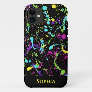 カラフル絵を描（ばちゃばちゃ）跳ねる iPhone 11 ケース