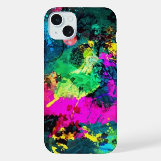 カラフル絵を描（ばちゃばちゃ）跳ねる iPhoneケース (裏面)