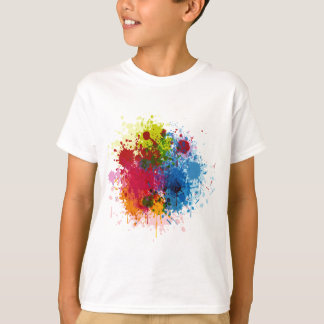 カラフル絵を描(ばちゃばちゃ)跳ねる Tシャツ