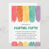 カラフル絵を描 | アート/絵を描の誕生日パーティー 招待状 (正面/裏面)