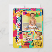 カラフル絵を描Fiesta Graciasありがとう 招待状 (正面)