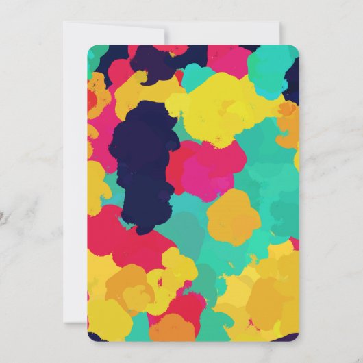 カラフル絵を描Fiesta UNO 1st誕生日パーティー写真 招待状 (裏面)