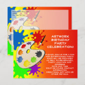 カラフル絵を描Palette Art絵を描's Birthday Party インビテーションポストカード (正面/裏面)