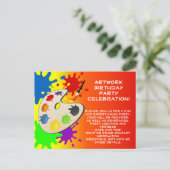 カラフル絵を描Palette Art絵を描's Birthday Party インビテーションポストカード (スタンド正面)