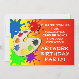 カラフル絵を描Palette Art絵を描's Birthday Party 招待状