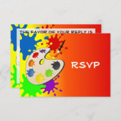 カラフル絵を描Palette Art絵を描's Birthday Party 招待状 (正面/裏面)