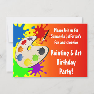 カラフル絵を描Palette Art絵を描's Birthday Party 招待状