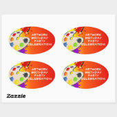 カラフル絵を描Palette Art絵を描's Birthday Party 楕円形シール (シート)