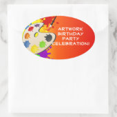 カラフル絵を描Palette Art絵を描's Birthday Party 楕円形シール (バッグ)