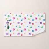 カラフル絵を描Pawプリント バスタオルセット (ハンドタオル)