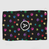 カラフル絵を描Paw印刷 ゴルフタオル (横)