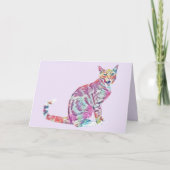 カラフル絵を描Tabby Cat Greeting Card カード (正面)