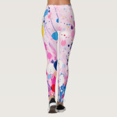 カラフル絵画アクリルの淡いピンクの地面の点 レギンス (裏面)