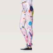 カラフル絵画アクリルの淡いピンクの地面の点 レギンス (左)