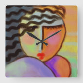 カラフル絵画抽象芸術の大時計 スクエア壁時計 (正面)