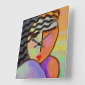 カラフル絵画抽象芸術の大時計 スクエア壁時計 (傾斜)
