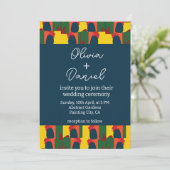 カラフル絵画抽象芸術結婚 招待状 (スタンド正面)