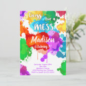 カラフル絵画誕生日パーティーの招待状 招待状 (スタンド正面)