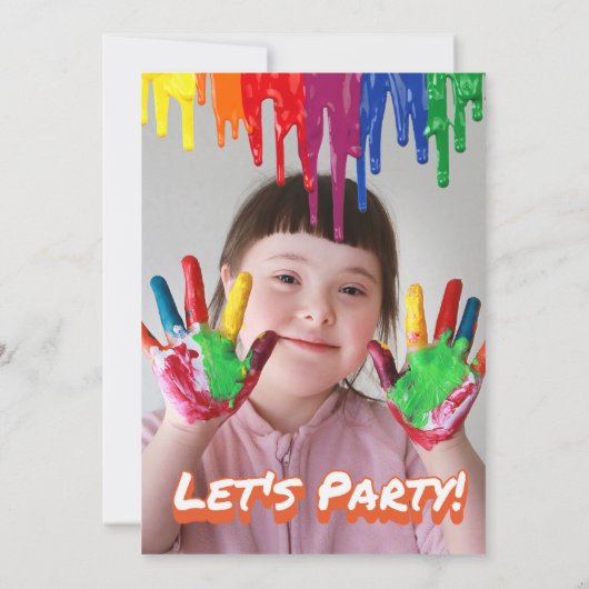 カラフル絵画誕生日パーティーの招待状 招待状 (裏面)