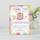 カラフル絵画誕生日パーティー サンキューカード (スタンド正面)