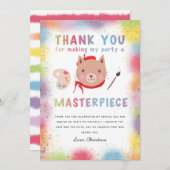 カラフル絵画誕生日パーティー サンキューカード (正面/裏面)