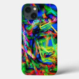 カラフル緑のステンドスクウェア、間違ったブラシストローク iPhone 13ケース