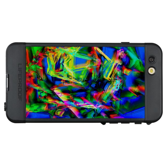 カラフル緑のステンドスクウェア、間違ったブラシストローク LifeProof iPhoneケース (裏面横)