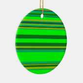 カラフル緑のストライプカスタマイズデザイナーパターン セラミックオーナメント (右)