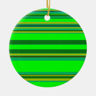 カラフル緑のストライプカスタマイズデザイナーパターン セラミックオーナメント