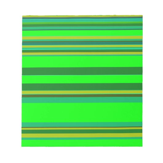 カラフル緑のストライプカスタマイズデザイナーパターン ノートパッド (正面)