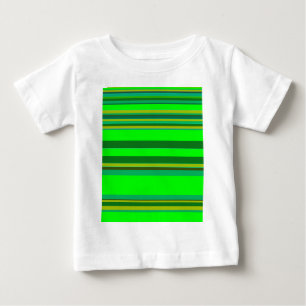 カラフル緑のストライプカスタマイズデザイナーパターン ベビーTシャツ