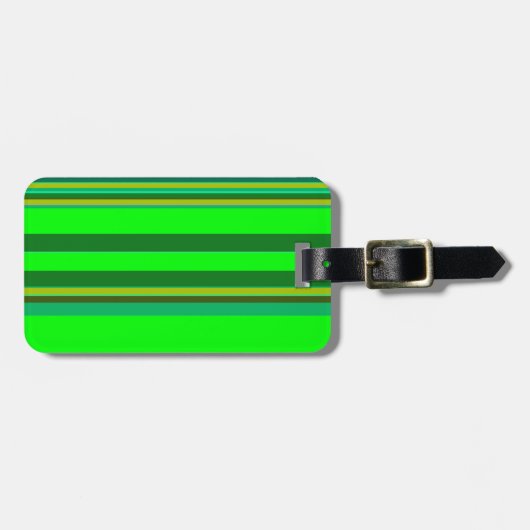 カラフル緑のストライプカスタマイズデザイナーパターン ラゲッジタグ (正面横)