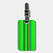 カラフル緑のストライプカスタマイズデザイナーパターン ラゲッジタグ (正面縦)