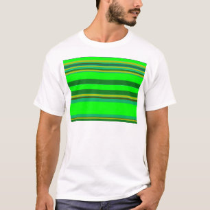 カラフル緑のストライプカスタマイズデザイナーパターン Tシャツ