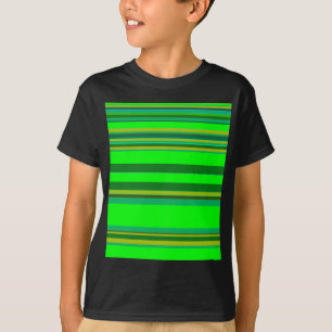 カラフル緑のストライプカスタマイズデザイナーパターン Tシャツ