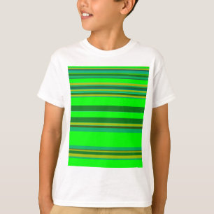 カラフル緑のストライプカスタマイズデザイナーパターン Tシャツ