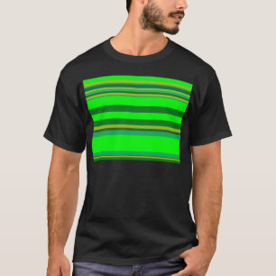 カラフル緑のストライプカスタマイズデザイナーパターン Tシャツ