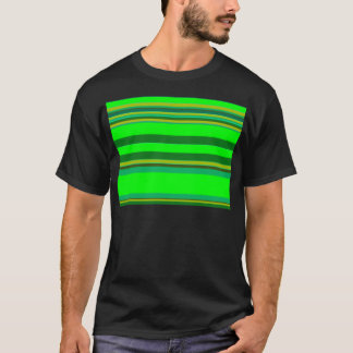 カラフル緑のストライプカスタマイズデザイナーパターン Tシャツ