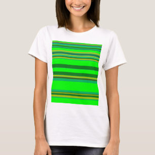 カラフル緑のストライプカスタマイズデザイナーパターン Tシャツ