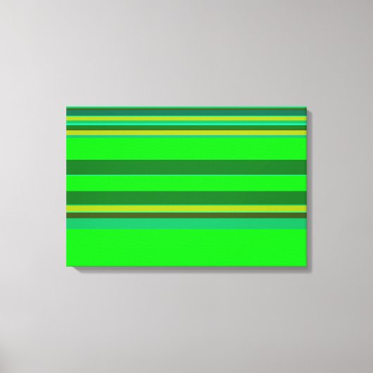 カラフル緑のストライプパターカスタマイズン設計者 キャンバスプリント (正面)