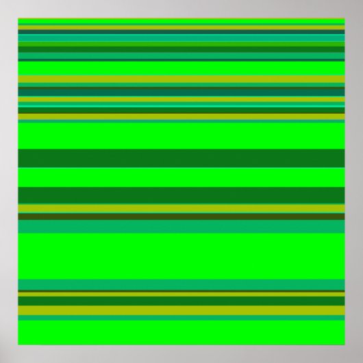 カラフル緑のストライプパターカスタマイズン設計者 ポスター (正面)