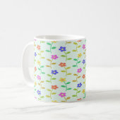 カラフル緑の淡い色の花 コーヒーマグカップ (正面左)