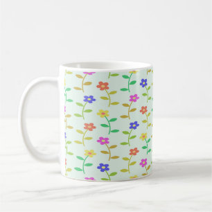 カラフル緑の淡い色の花 コーヒーマグカップ