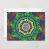 カラフル緑、オレンジ、青のフラクタル ポストカード (正面/裏面)