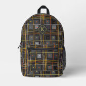 カラフル線と幾何形状ファッション プリントバックパック (正面)