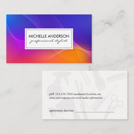 カラフル線と波の抽象芸術 予約カード (正面/裏面)